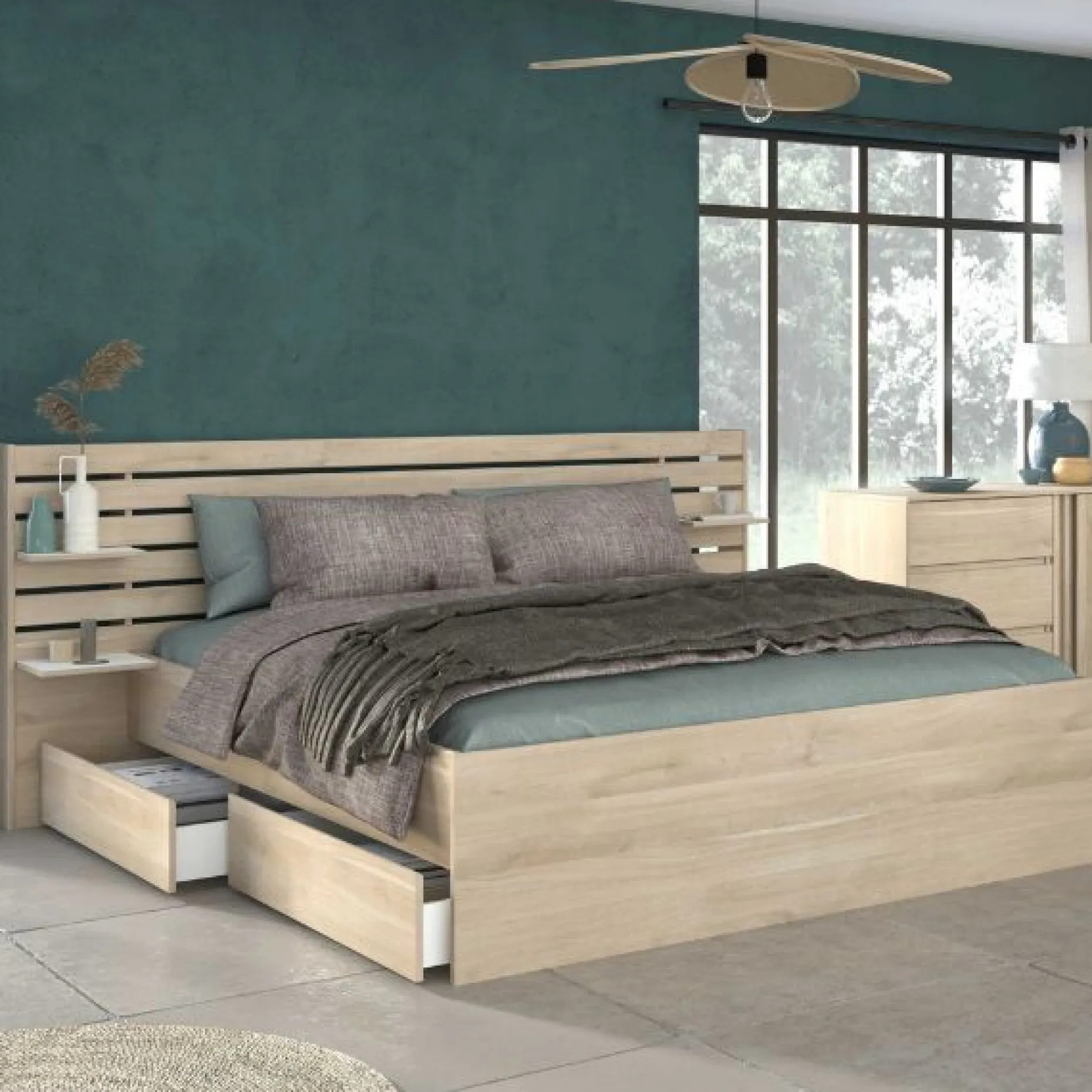 Schlafzimmerset Escale | Doppelbett, Bettschubladenset
