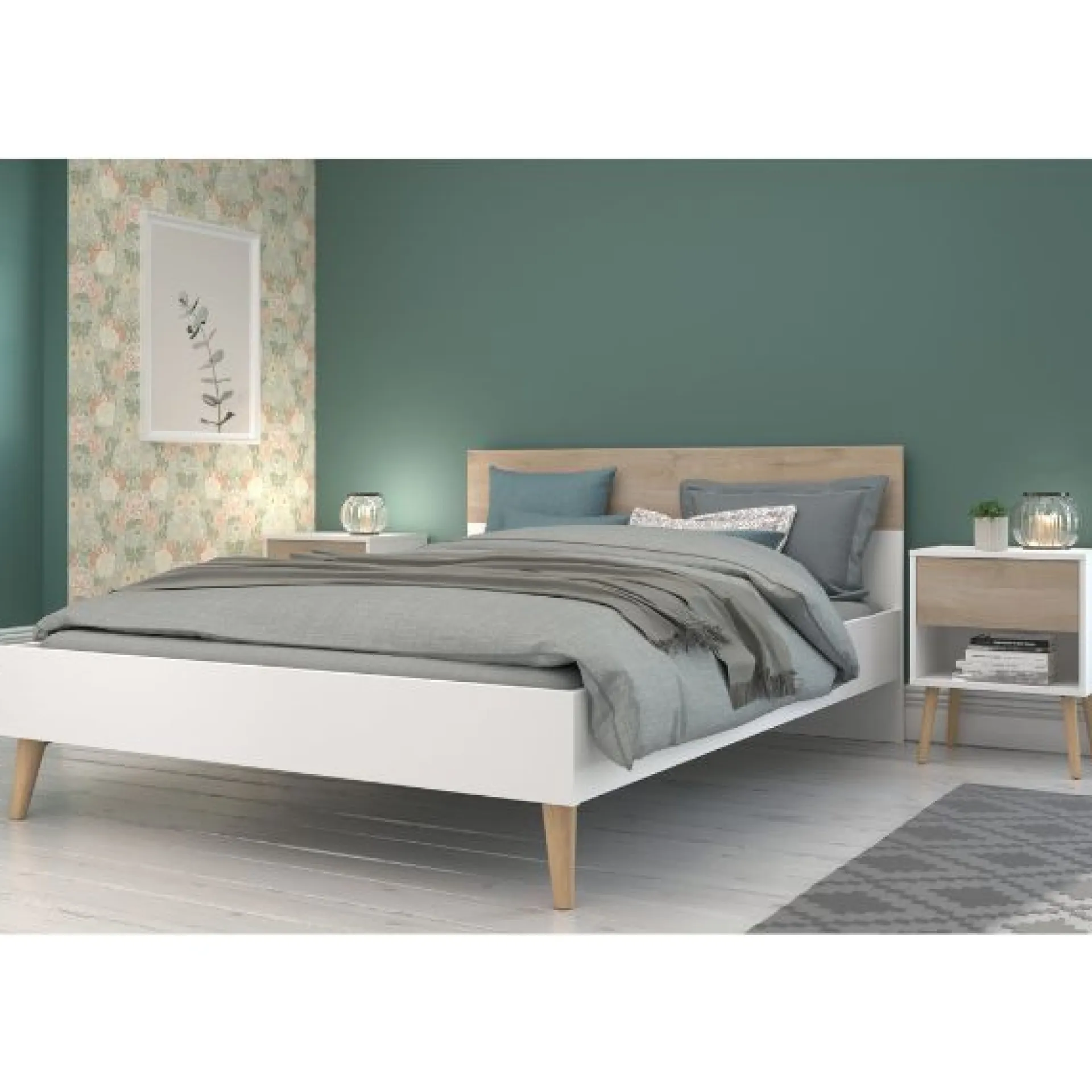 Gautier - Gami Schlafzimmerset Hardy | Doppelbett, Nachttisch | Eiche Design