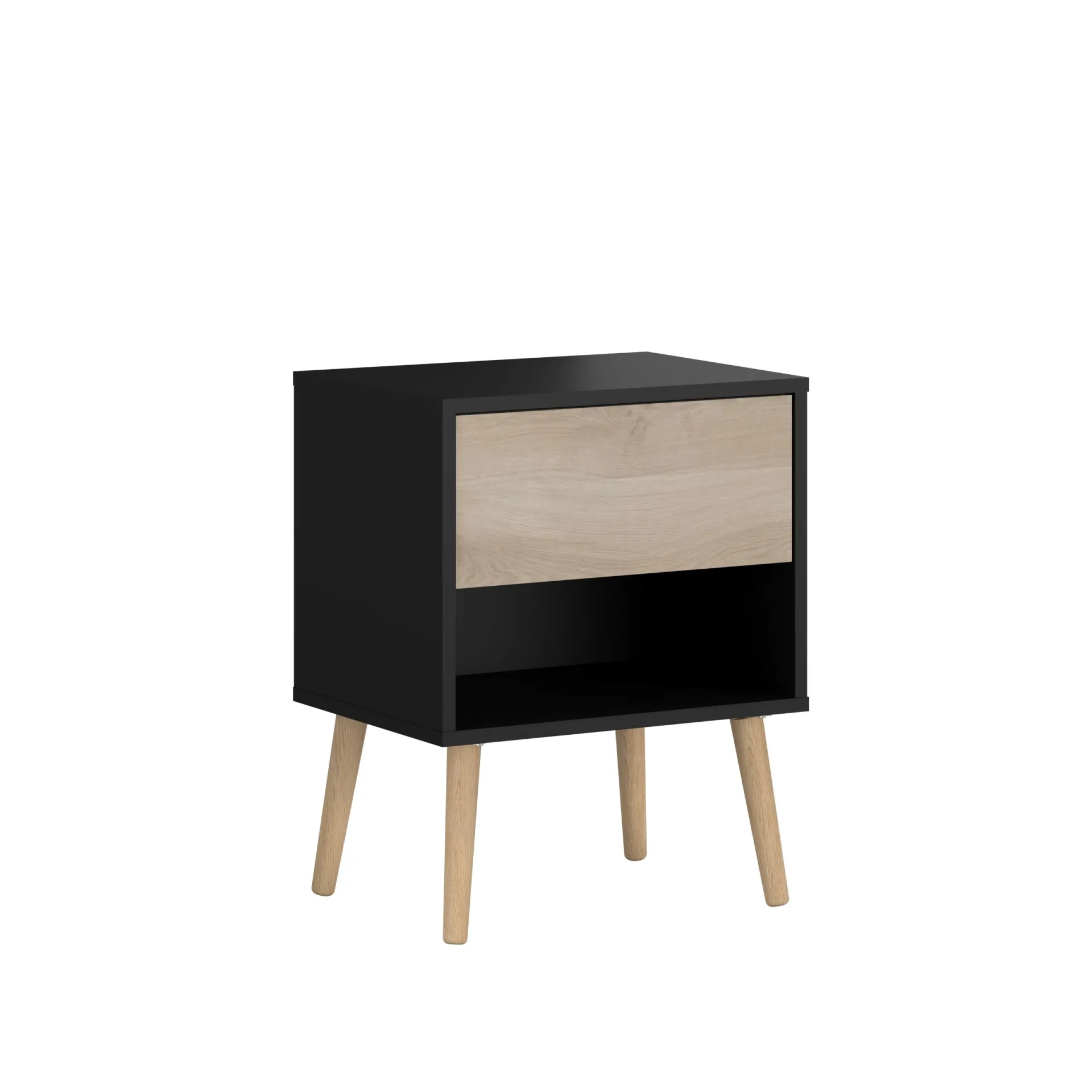 Schlafzimmerset Hardy | Doppelbett, Nachttisch | Oak Black Design