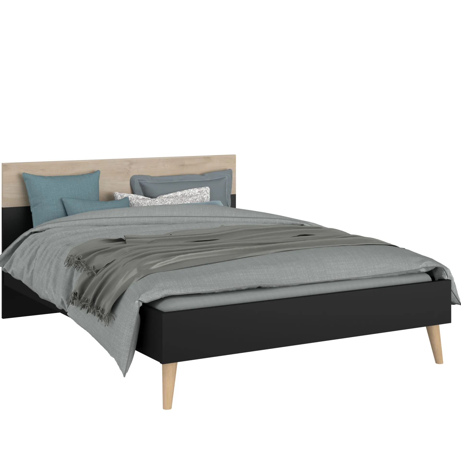 Schlafzimmerset Hardy | Doppelbett, Nachttisch | Oak Black Design