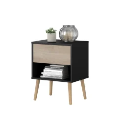 Schlafzimmerset Hardy | Doppelbett, Nachttisch | Oak Black Design