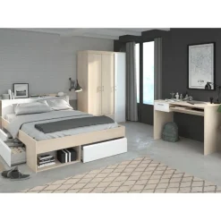 Parisot Schlafzimmer-Set Most | Doppelbett, Kleiderschrank, Schreibtisch