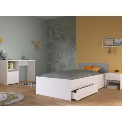 Kinder Parisot Schlafzimmerset Rue | Einzelbett, Nachttischschubladen-Set, Nachttisch, Schreibtisch