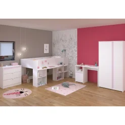 Kinder Parisot Schlafzimmerset Rue | Halbhochbett, Kleiderschrank, Kommode und Schreibtisch