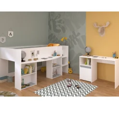 Kinder Parisot Schlafzimmerset Rue | Halbhohes Bett und Schreibtisch