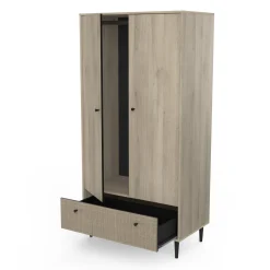 CBA Schlafzimmerset Sayuri | Doppelbett, Nachttisch, Kleiderschrank, Kommode | Kronberg Oak Design