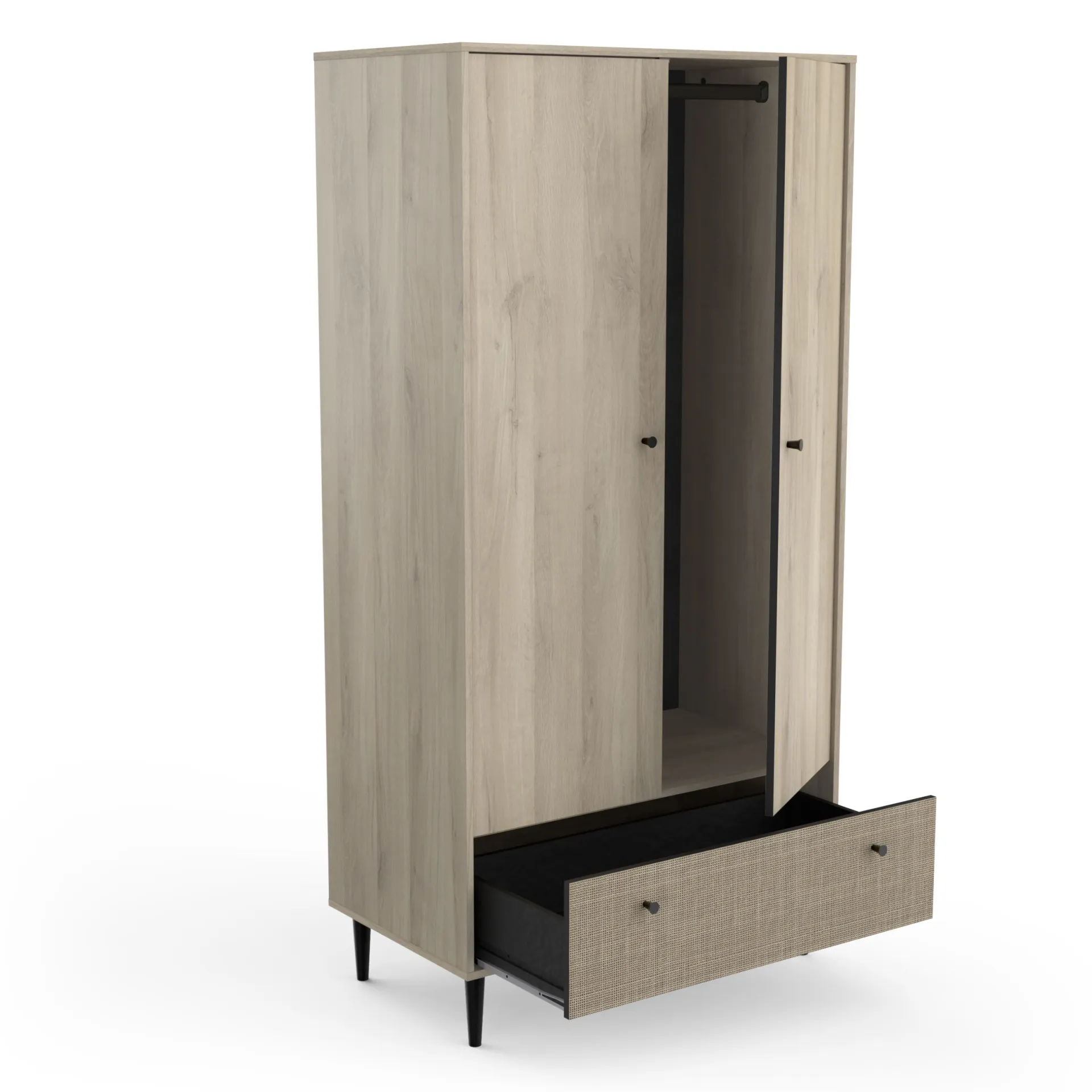 CBA Schlafzimmerset Sayuri | Doppelbett, Nachttisch, Kleiderschrank | Kronberg Oak Design