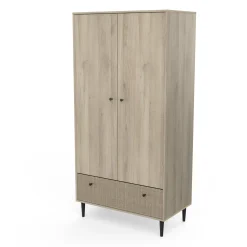 CBA Schlafzimmerset Sayuri | Queen Bett, Nachttisch, Kleiderschrank, Kommode | Kronberg Oak Design