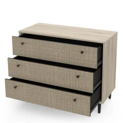 CBA Schlafzimmerset Sayuri | Queen Bett, Nachttisch, Kleiderschrank, Kommode | Kronberg Oak Design