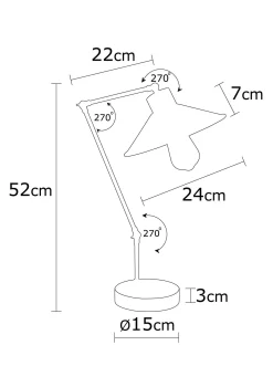 Emob Schlanke und moderne Tischleuchte | Metallkörper | | 24cm Durchmesser | 52cm Höhe