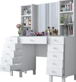Emob Schminktisch BJ136 - 100% MELAMINE - - 120 x 133,8 x 40 cm