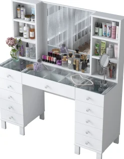 Emob Schminktisch BJ136 - 100% MELAMINE - - 120 x 133,8 x 40 cm