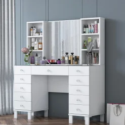 Emob Schminktisch BJ136 - 100% MELAMINE - - 120 x 133,8 x 40 cm