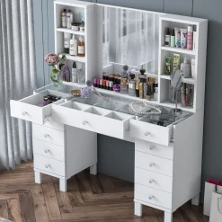 Emob Schminktisch BJ136 - 100% MELAMINE - - 120 x 133,8 x 40 cm