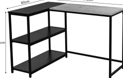 Emob Exclusive SchmitEckschreibtisch t - 110x80x76cm - mit Stauraum - Eiche Dekor/schwarz