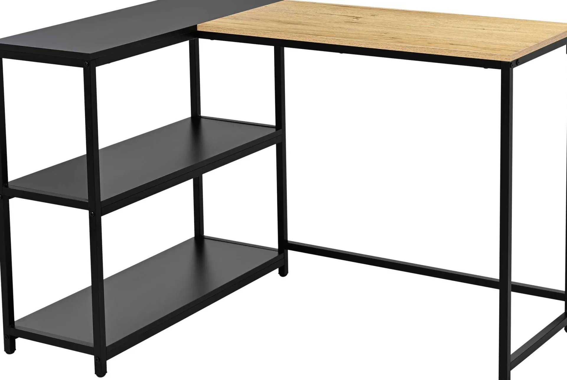 Emob Exclusive SchmitEckschreibtisch t - 110x80x76cm - mit Stauraum - Eiche Dekor/schwarz
