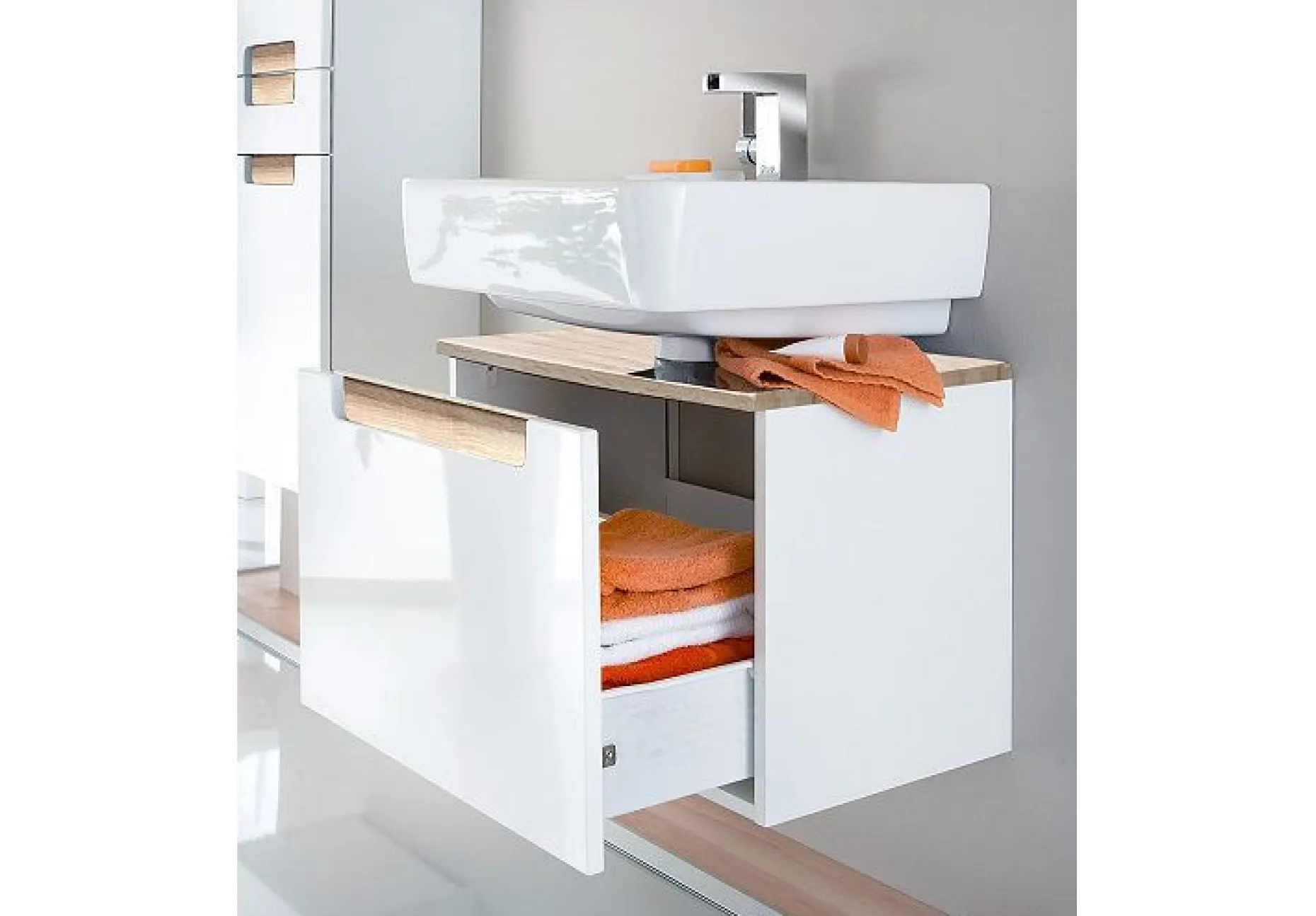 Schrank für Waschtisch Siena 60cm - weiß/braun