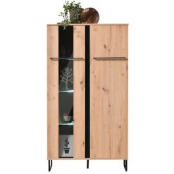 Schrank Hoggas 84,5cm 2 Türen - Eiche/Schwarz
