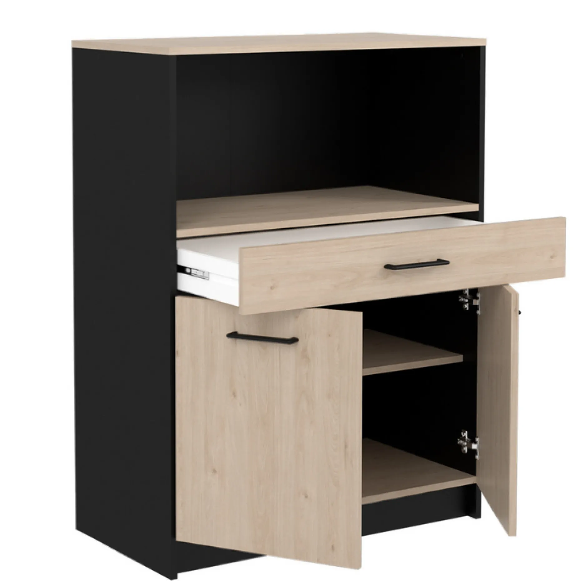 Schrank Item 80x43x107cm 2 Türen 1 Schublade - Eiche/schwarz