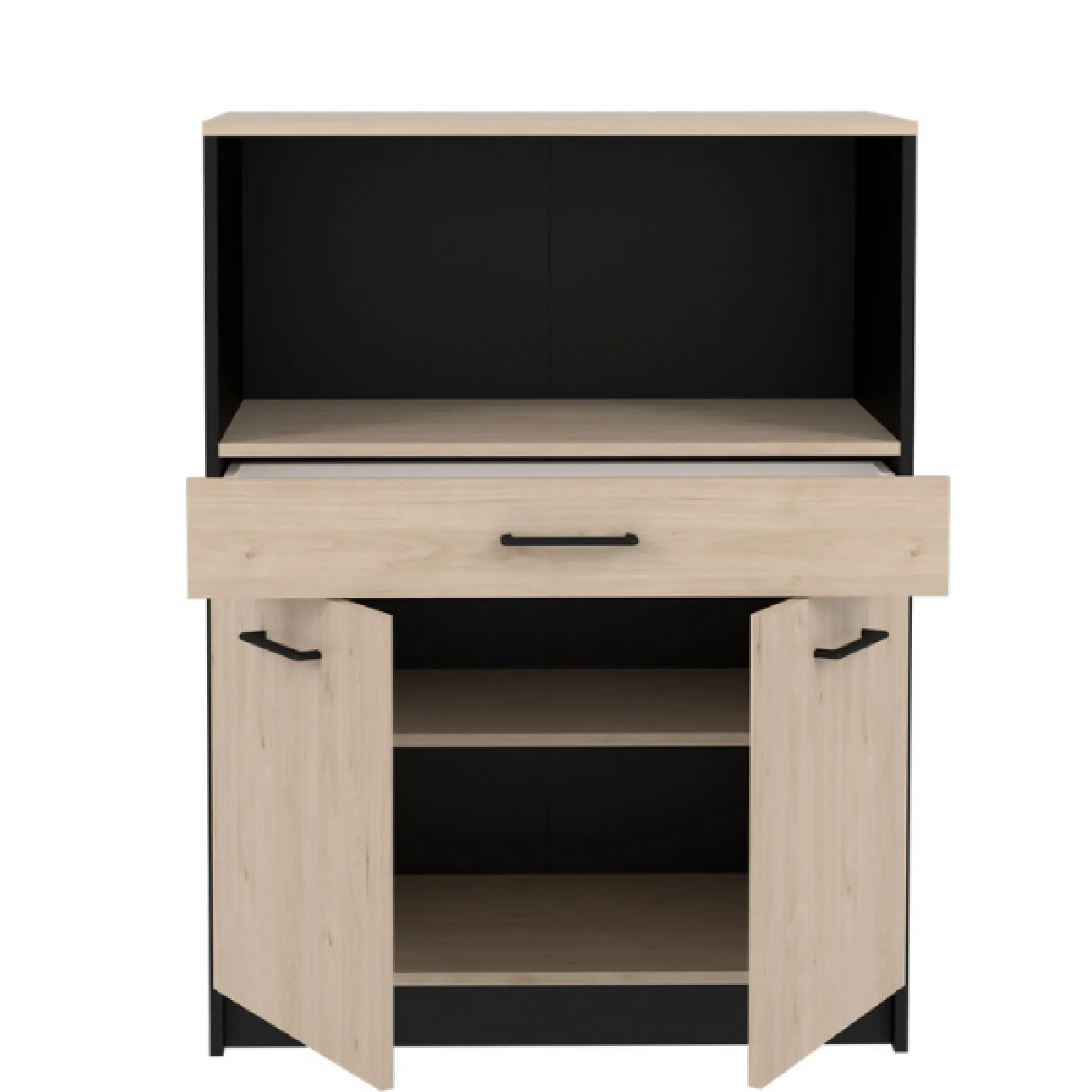 Schrank Item 80x43x107cm 2 Türen 1 Schublade - Eiche/schwarz