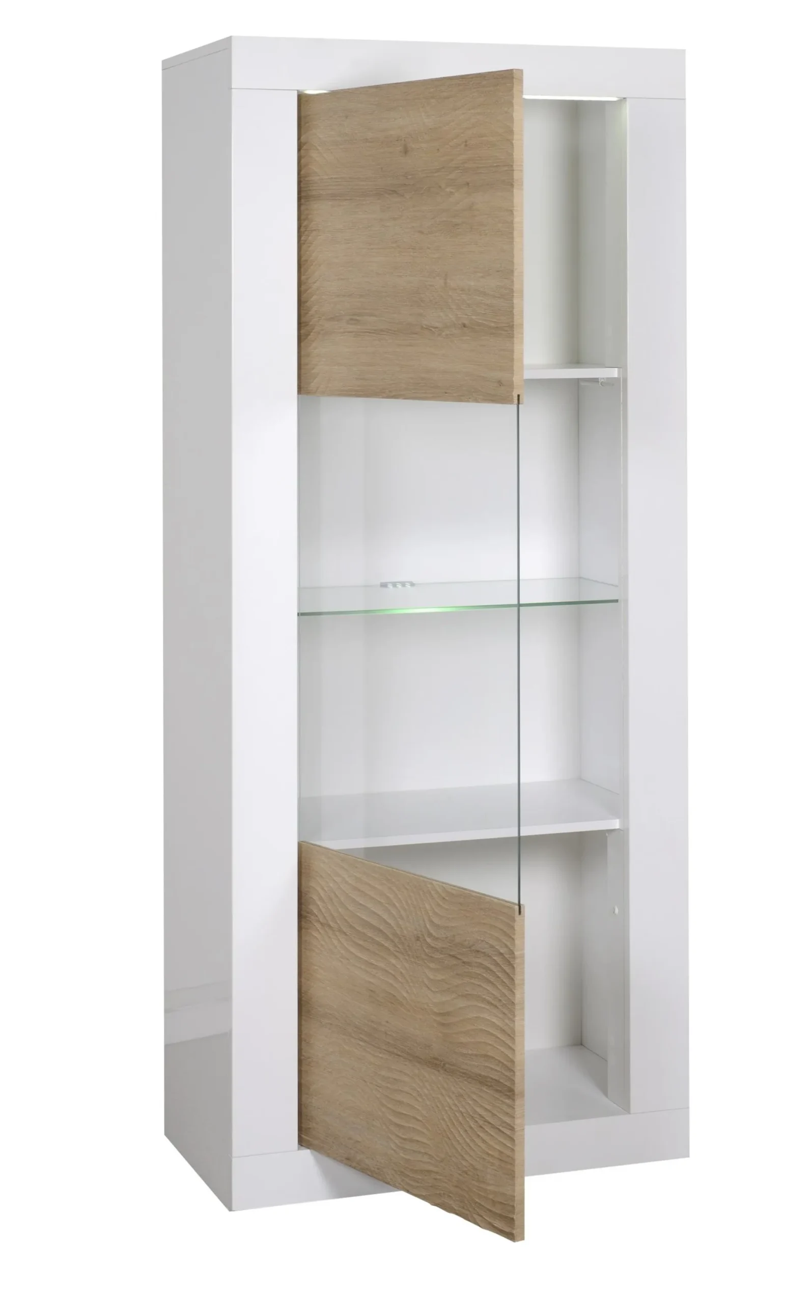 Schrank Kaia 80cm 1 Tür - Hochglanz weiß/Eiche