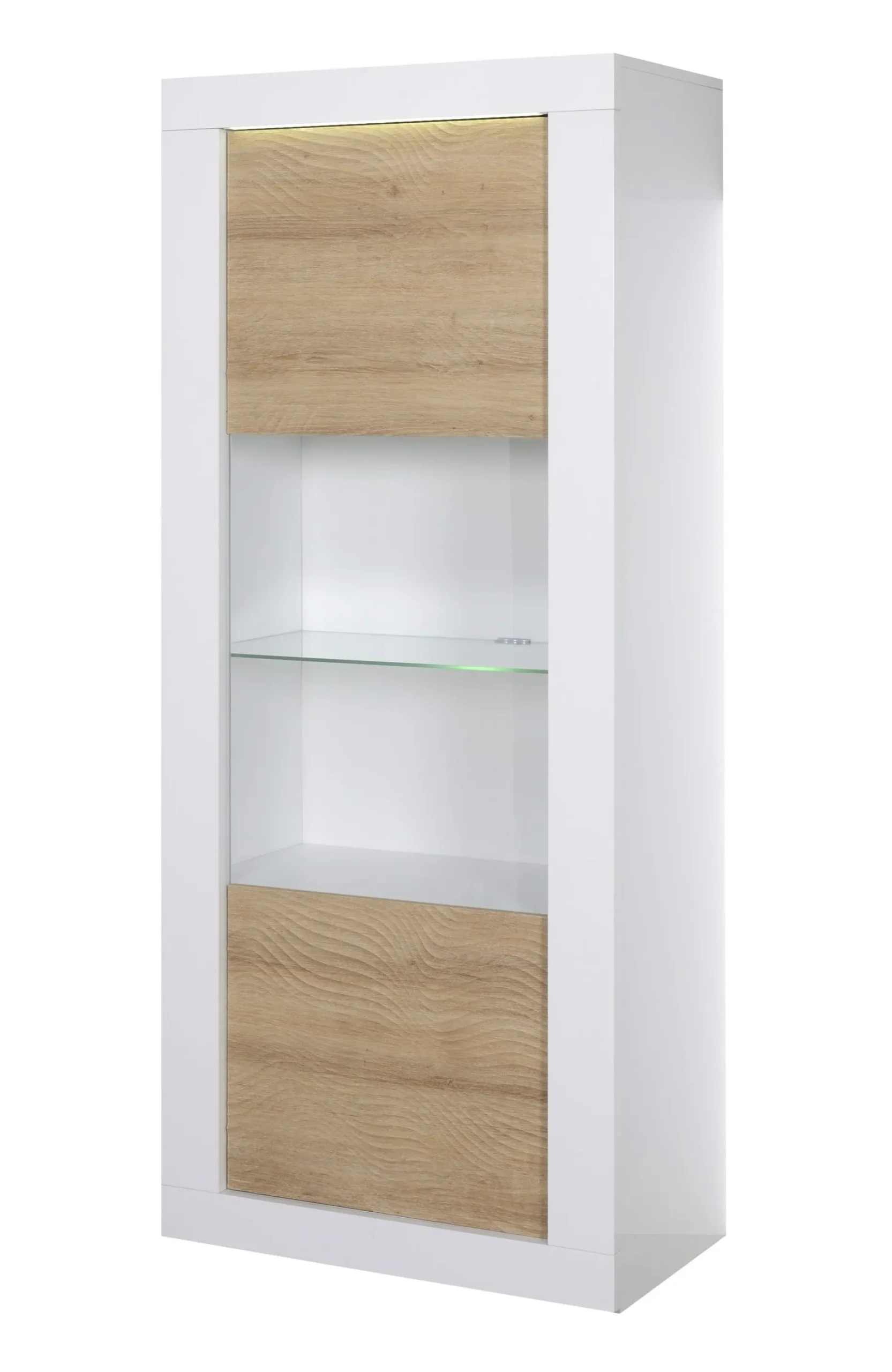 Schrank Kaia 80cm 1 Tür - Hochglanz weiß/Eiche