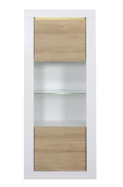 Schrank Kaia 80cm 1 Tür - Hochglanz weiß/Eiche