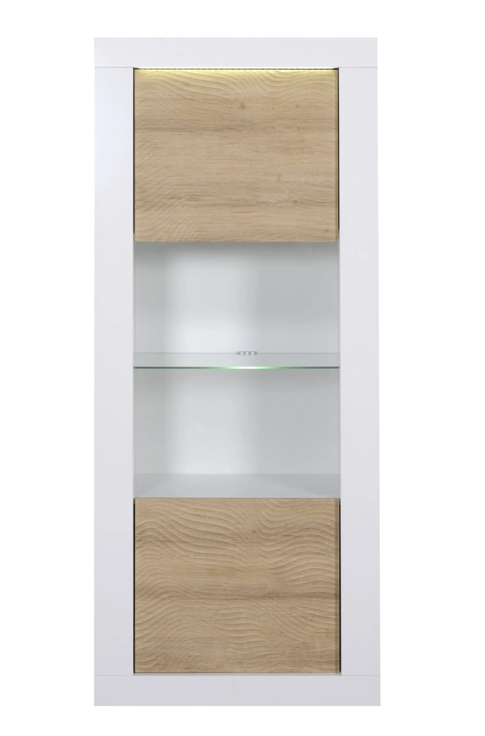 Schrank Kaia 80cm 1 Tür - Hochglanz weiß/Eiche