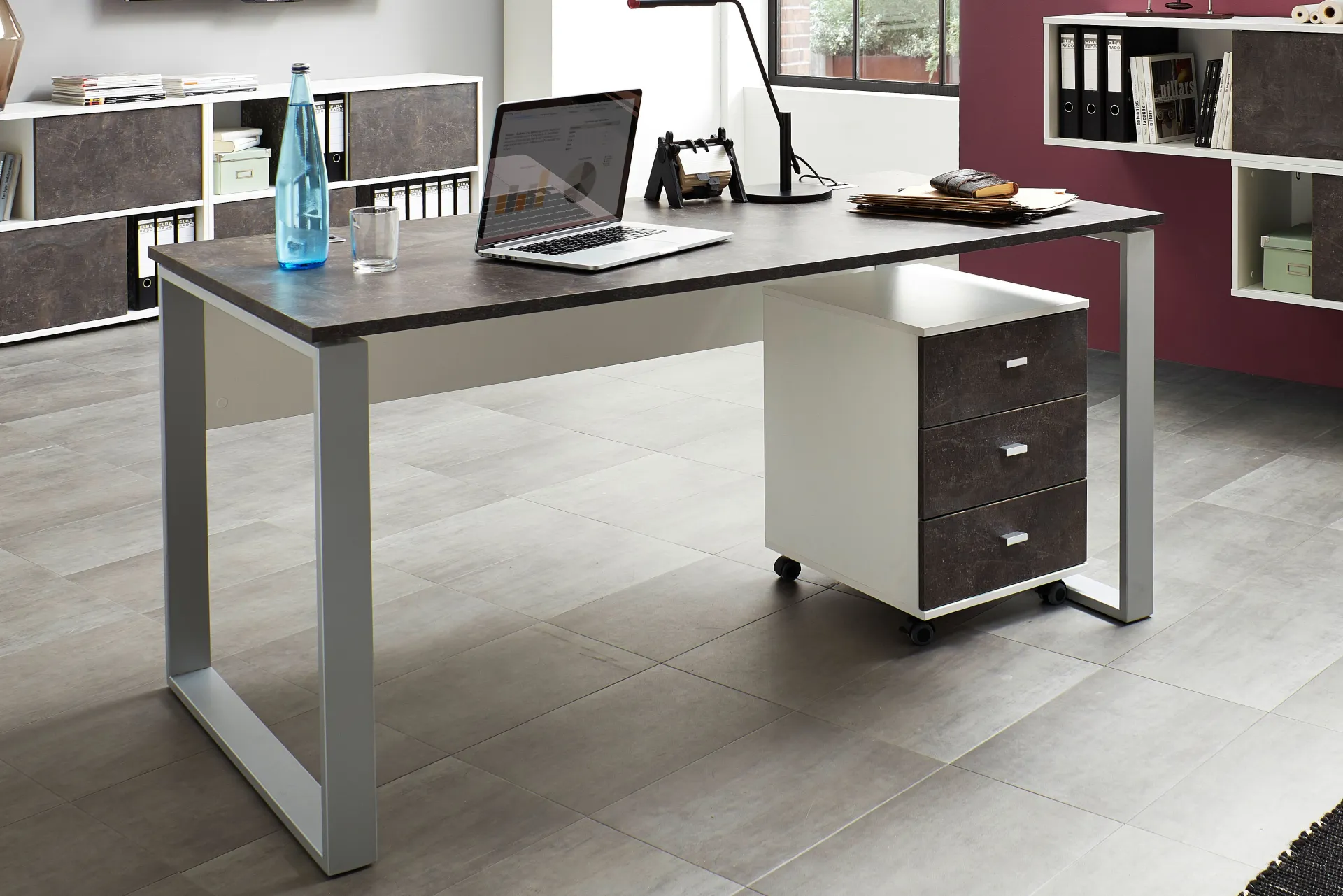 Germania Schreibtisch Aldo 158cm - /basalt