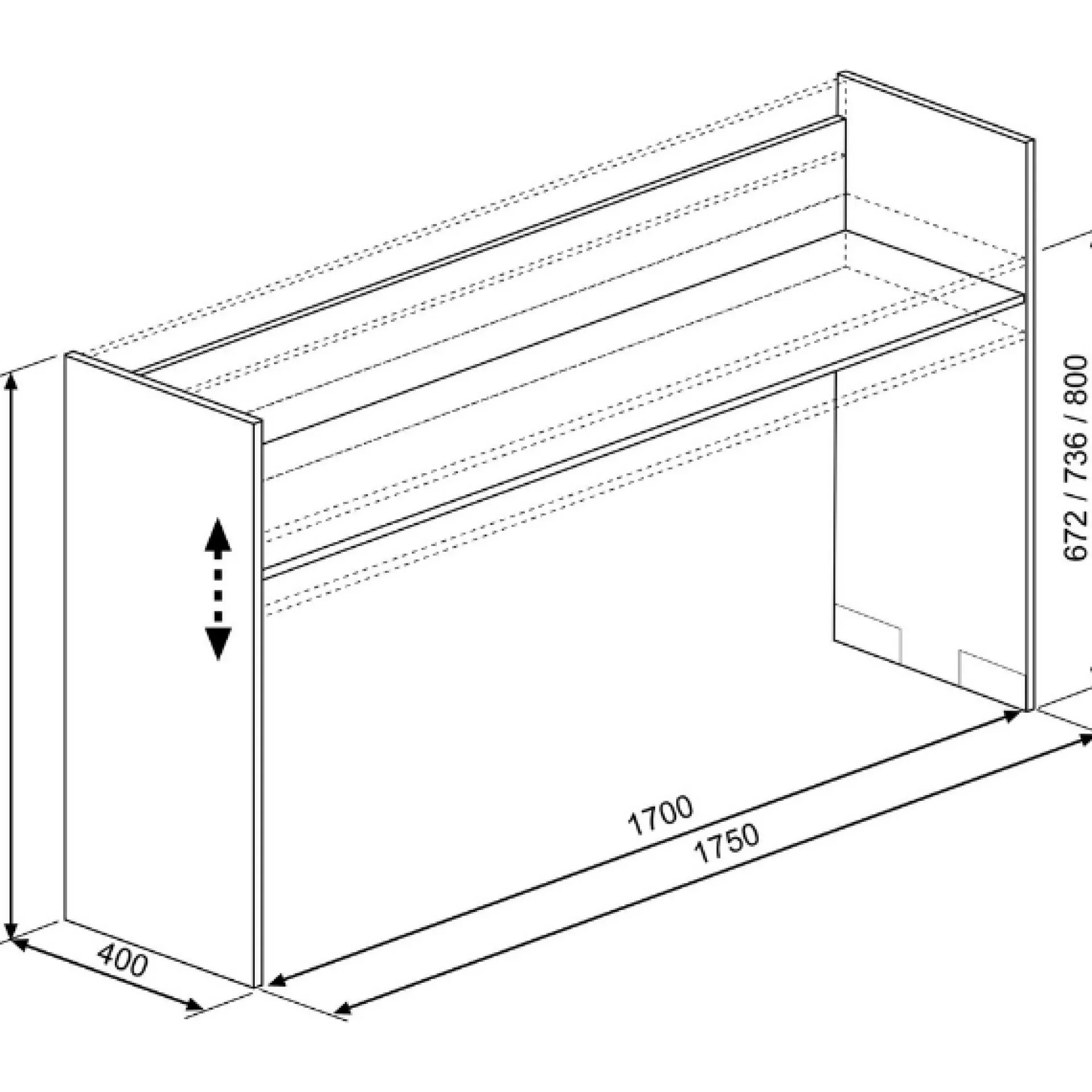 Trasman Schreibtisch auf Rädern Portia 175x40x97 - Eiche/anthrazit