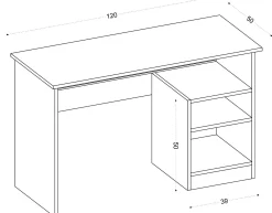 Emob Schreibtisch Bahar - 100% MELAMINE - - 120 x 74 x 50 cm