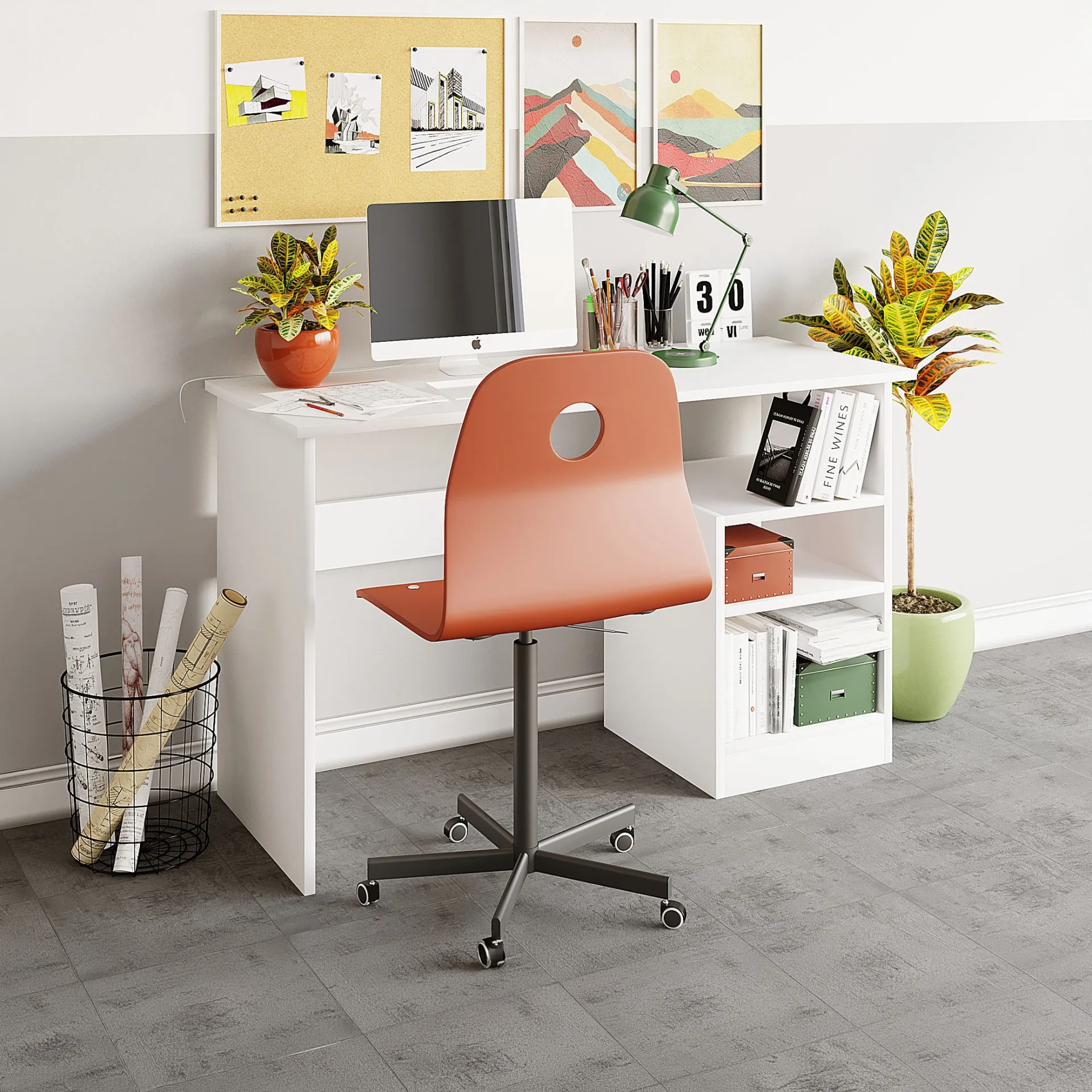 Emob Schreibtisch Bahar - 100% MELAMINE - - 120 x 74 x 50 cm