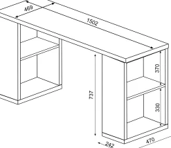 Kinder Trasman Schreibtisch Beau - 200x47x76cm - mit Ablagefläche - Kiefer/Weiß
