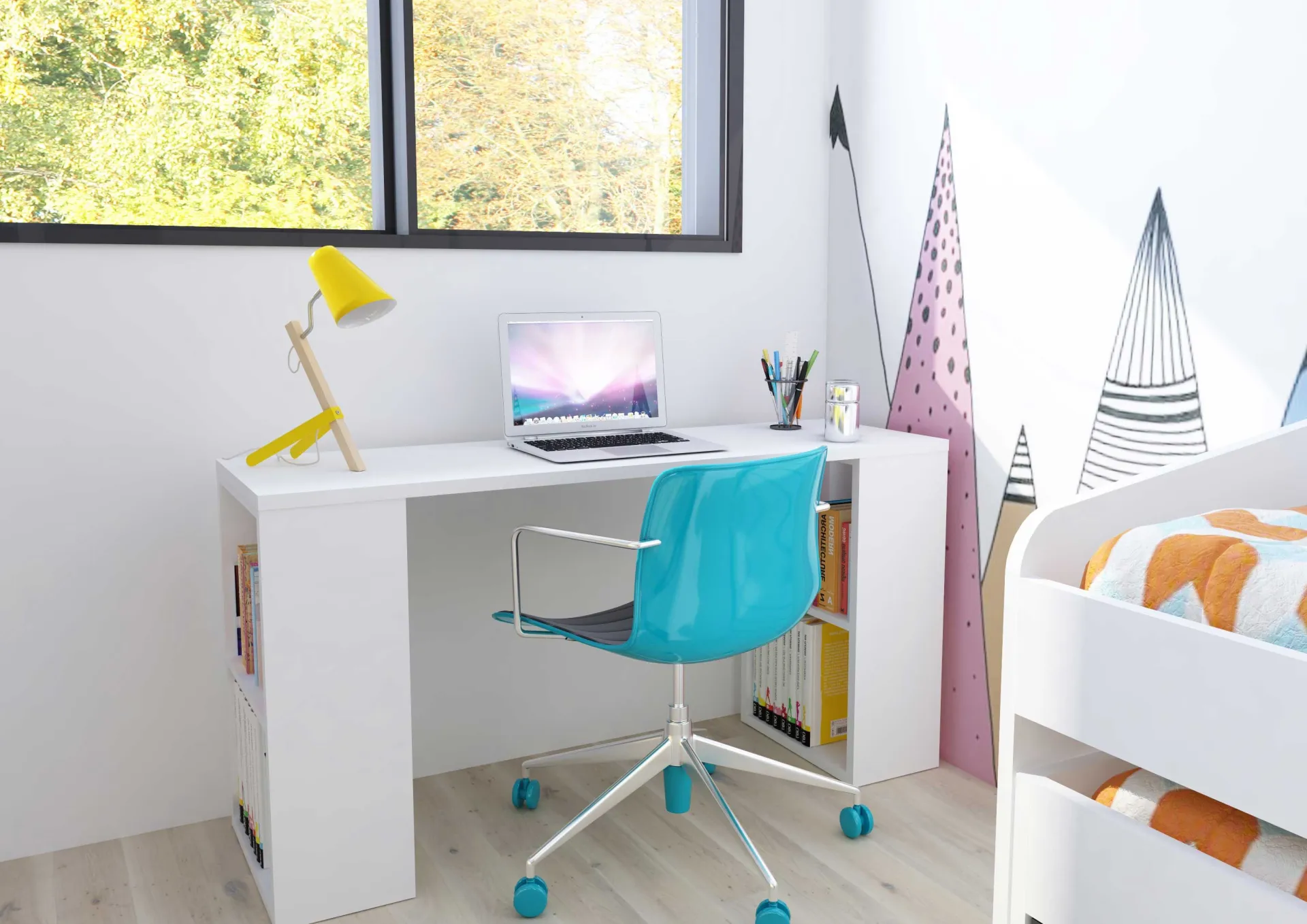 Kinder Trasman Schreibtisch Beau - 200x47x76cm - mit Ablagefläche -