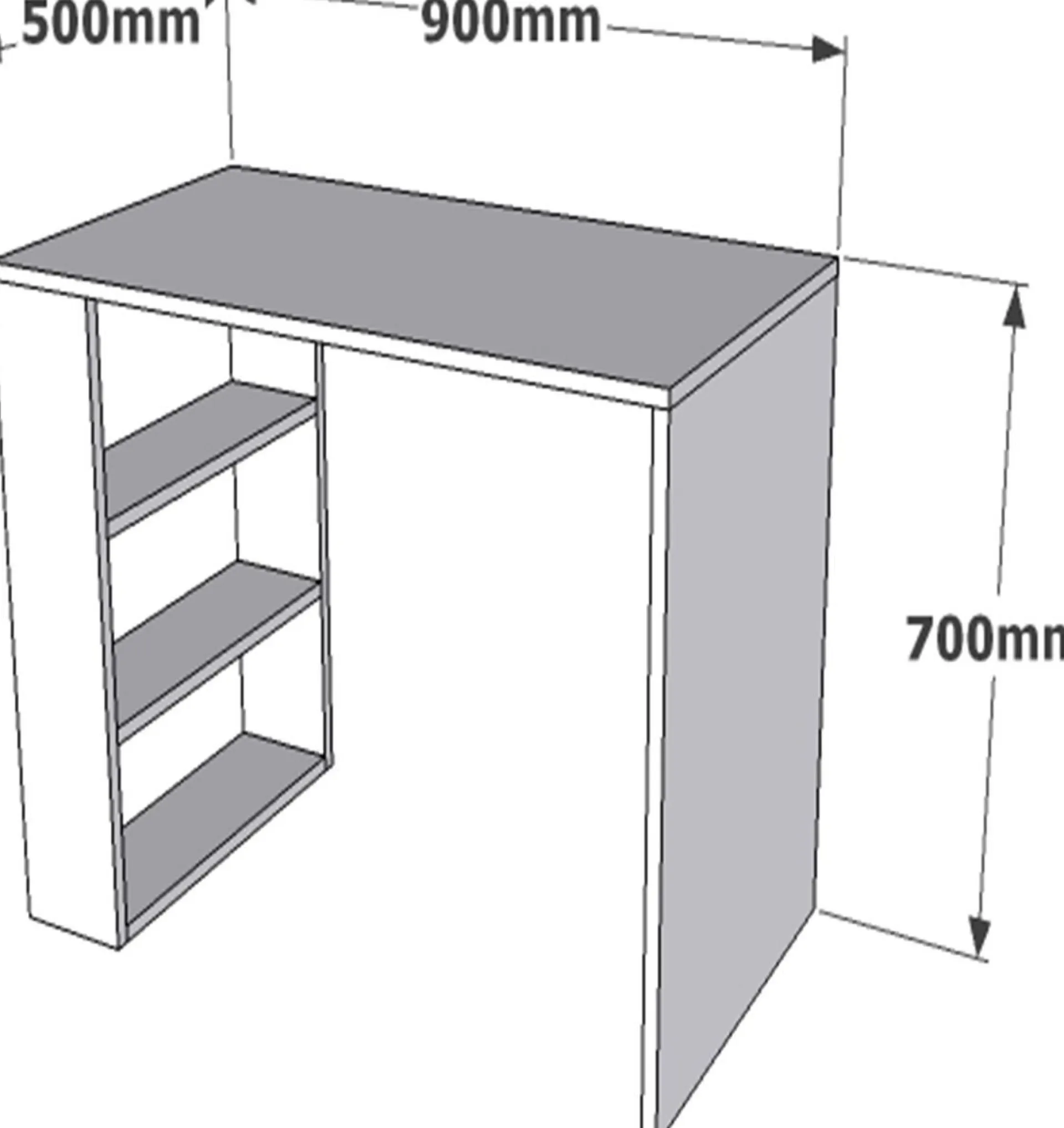 Emob Schreibtisch Cool - 100% MELAMINE - Nussbaum - 90 x 70 x 50 cm