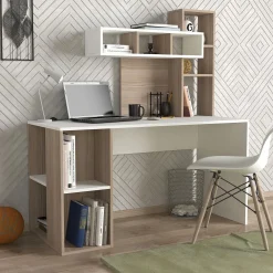 Emob Schreibtisch Coral - 100% MELAMINE - Weiß - 140 x 153,8 x 60 cm