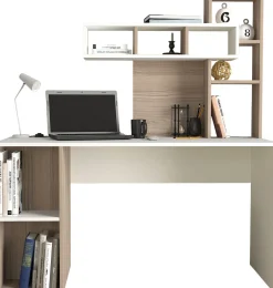 Emob Schreibtisch Coral - 100% MELAMINE - Weiß - 140 x 153,8 x 60 cm