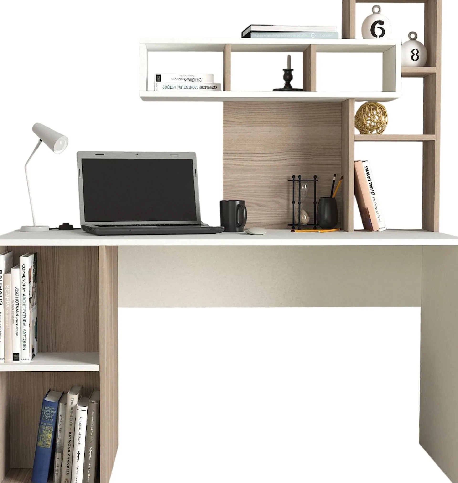 Emob Schreibtisch Coral - 100% MELAMINE - Weiß - 140 x 153,8 x 60 cm