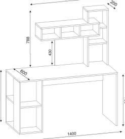 Emob Schreibtisch Coral - 100% MELAMINE - Weiß - 140 x 153,8 x 60 cm