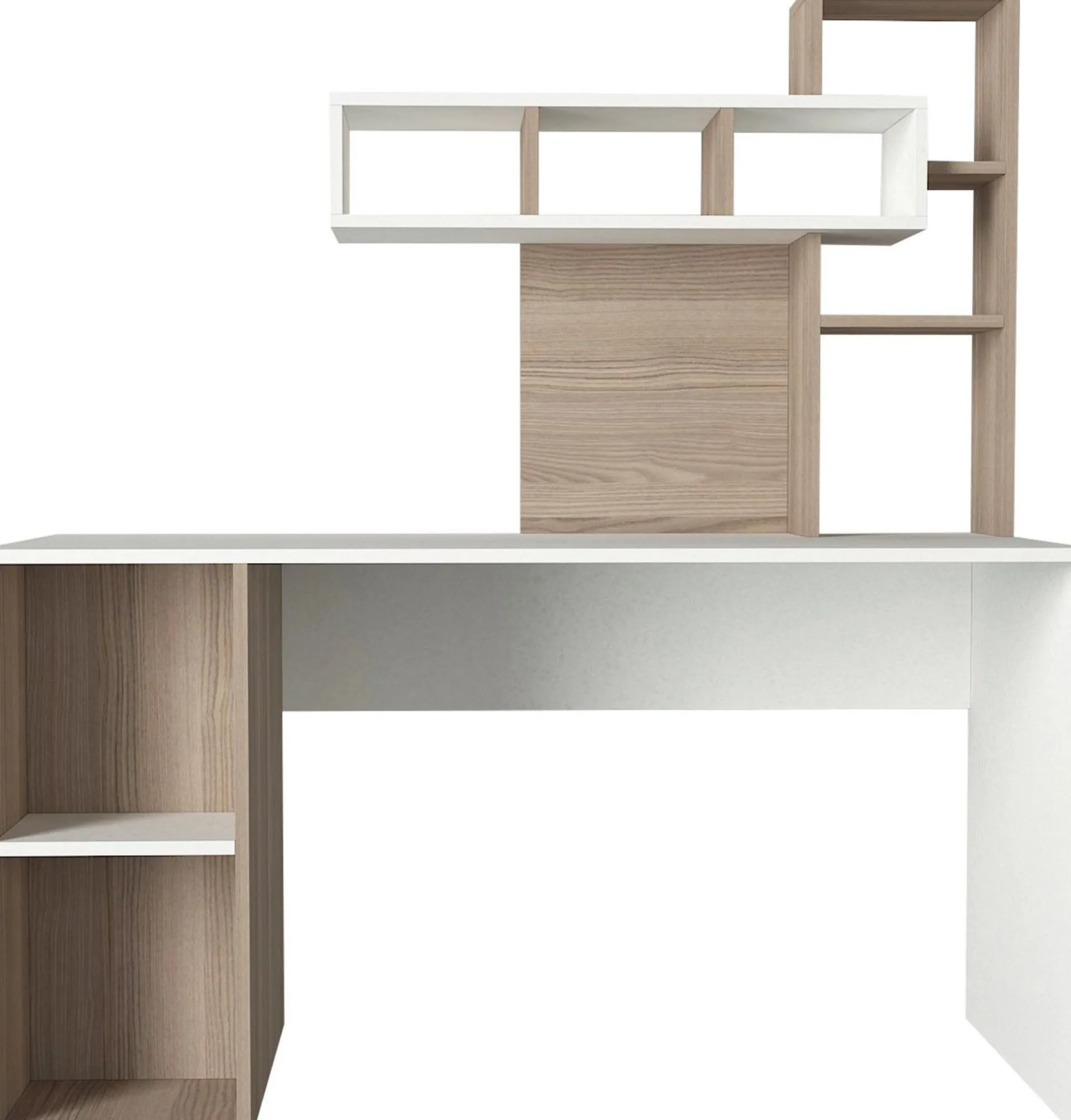 Emob Schreibtisch Coral - 100% MELAMINE - Weiß - 140 x 153,8 x 60 cm