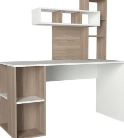 Emob Schreibtisch Coral - 100% MELAMINE - Weiß - 140 x 153,8 x 60 cm