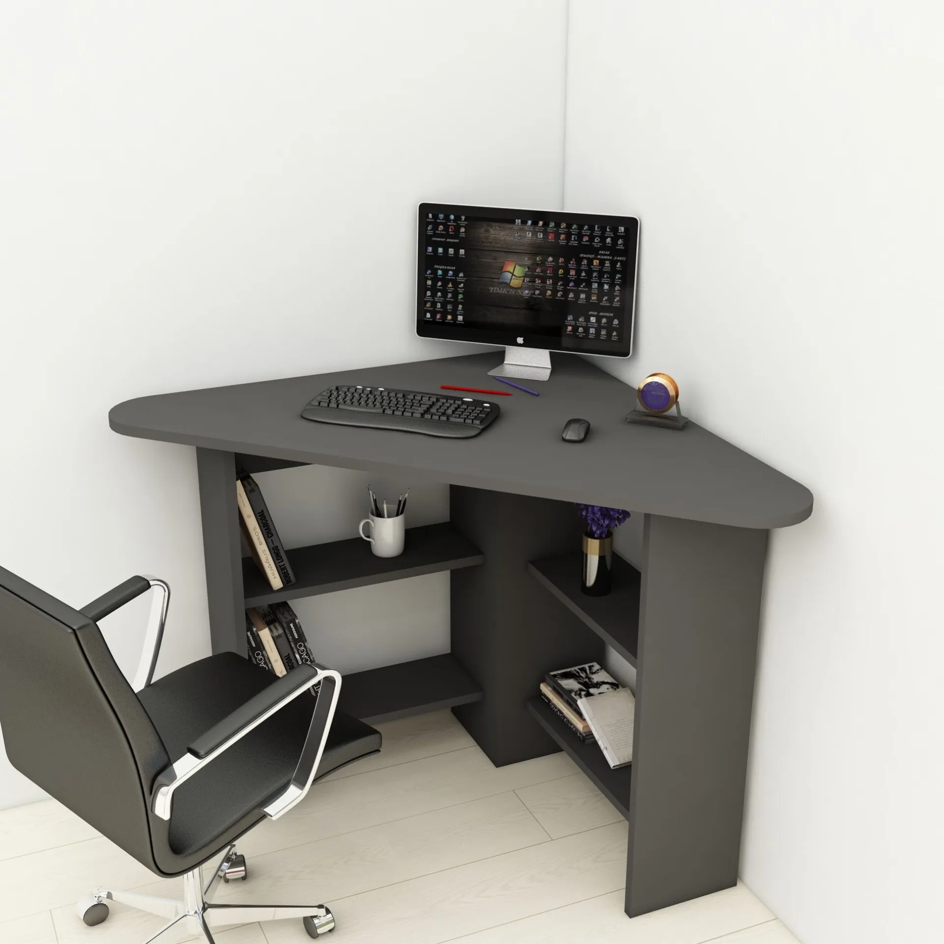 Emob Schreibtisch Corner - 100% MELAMINE - - 80 x 73,8 x 80 cm