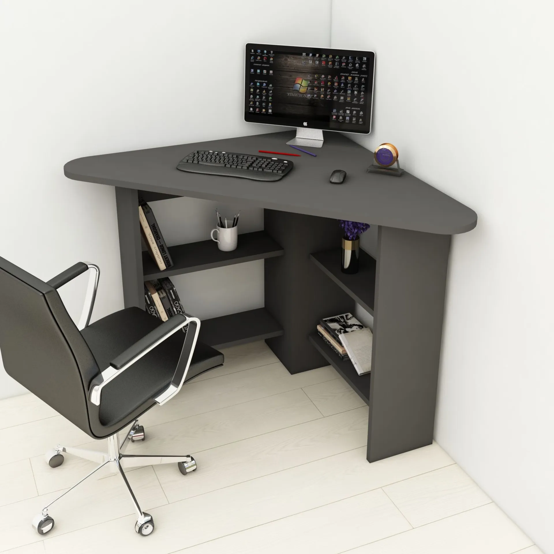 Emob Schreibtisch Corner - 100% MELAMINE - - 80 x 73,8 x 80 cm