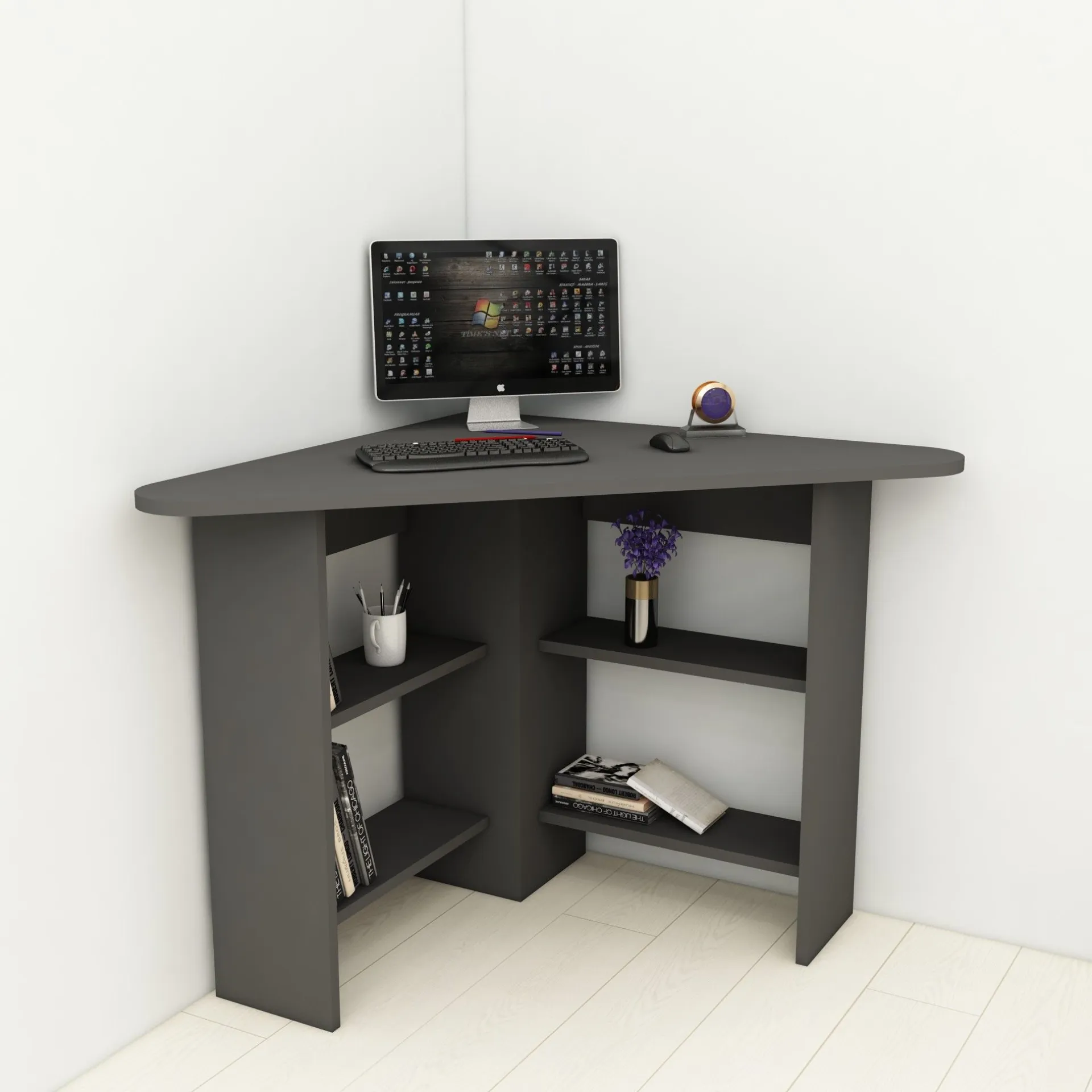 Emob Schreibtisch Corner - 100% MELAMINE - - 80 x 73,8 x 80 cm