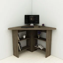 Emob Schreibtisch Corner - 100% MELAMINE - Nussbaum - 80 x 73,8 x 80 cm