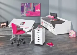 Kinder Interlink Schreibtisch Dana mit kippbarer Tischplatte - Blau/Rosa