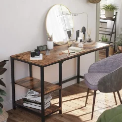 Vasagle Schreibtisch Fabrice 120cm 2 Ablagen - rustikal braun/schwarz