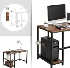 Vasagle Schreibtisch Fabrice 120cm 2 Ablagen - rustikal braun/schwarz