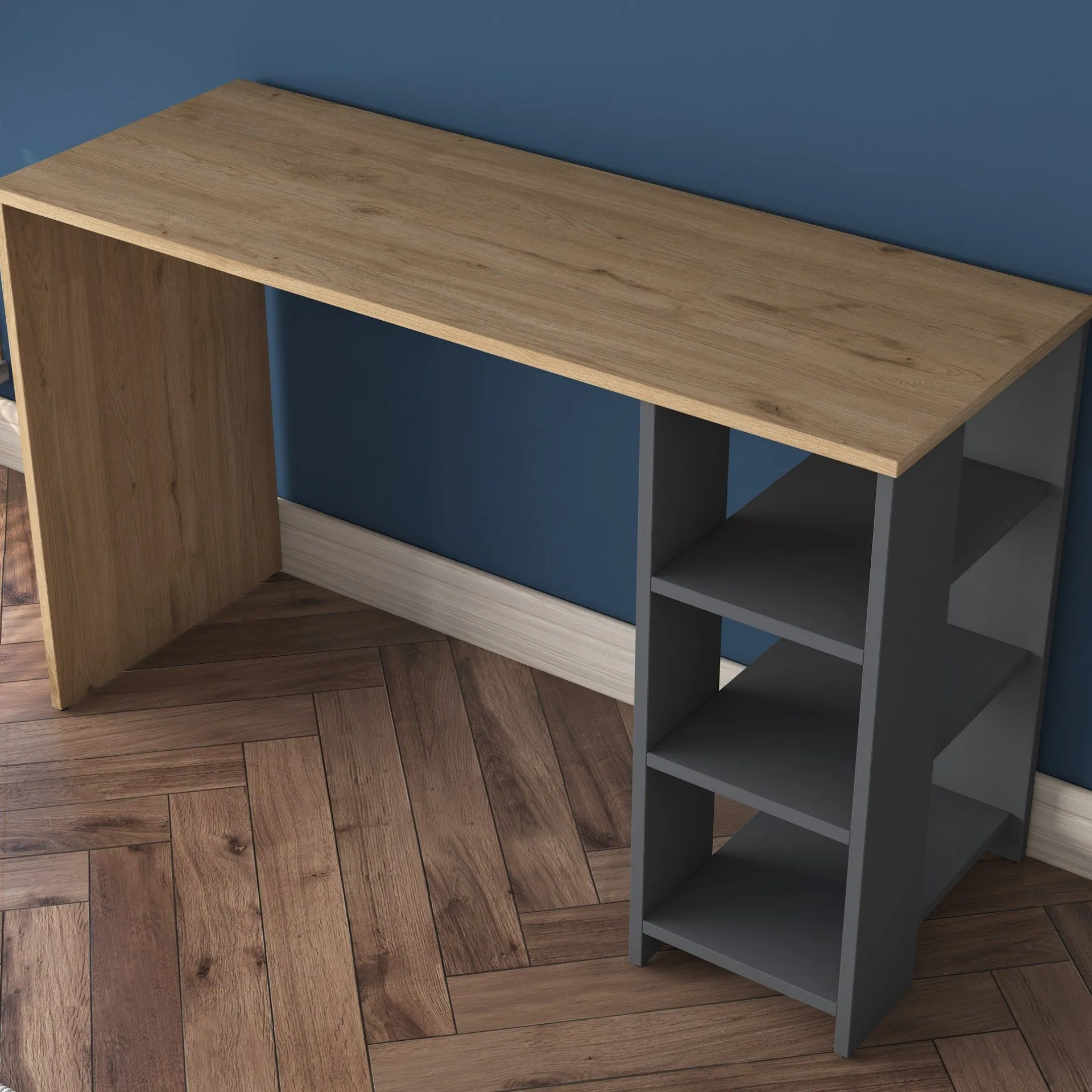 Emob Schreibtisch HA108 - 100% MELAMINE - Nussbaum - 120 x 73,8 x 45 cm