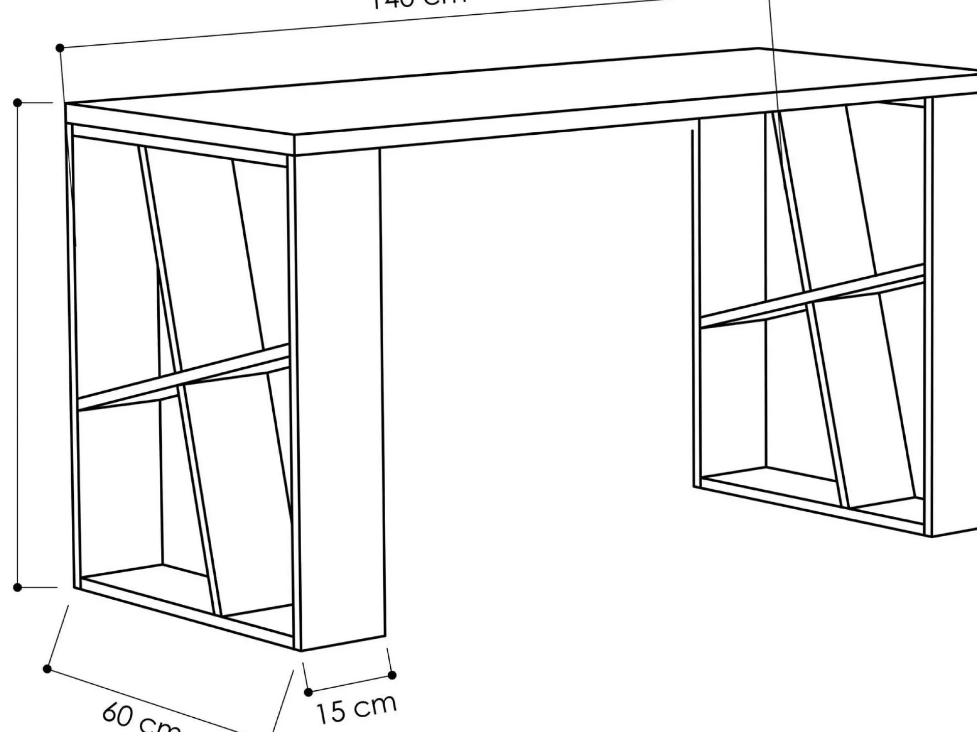 Emob Schreibtisch Honey - 100% MELAMINE - Weiß - 140 x 75 x 60 cm